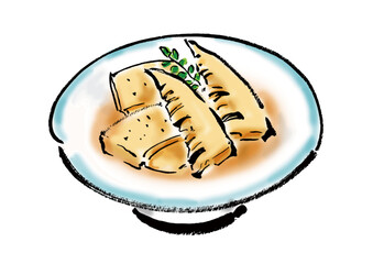 筍の煮付けの和風手描きイラスト素材