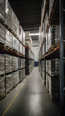 Essential for maintaining a smooth flow of products in the distribution center, strategically positioned pallets loaded with merchandise serve as transportation and storage solutions within the wareho