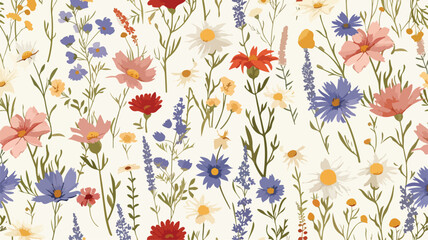 Floral seamless pattern with wild flowers.