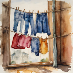 clothes drying on the clothesline