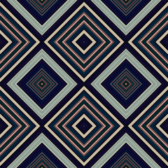 Rhombus and square seamless pattern. The pattern is colored diagonal lines