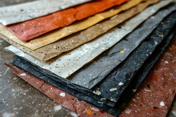 Visible flecks in this recycled paper highlight its eco-friendly texture, making it a sustainable choice