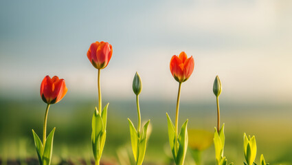 International Women's Day - fictional flowers bloom on a single stem, symbolizing the growth of women's empowerment