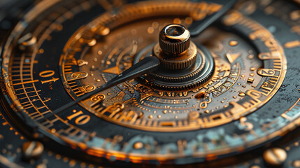 Fototapeta na wymiar Macro Detail of Vintage Chronograph Watch Dial