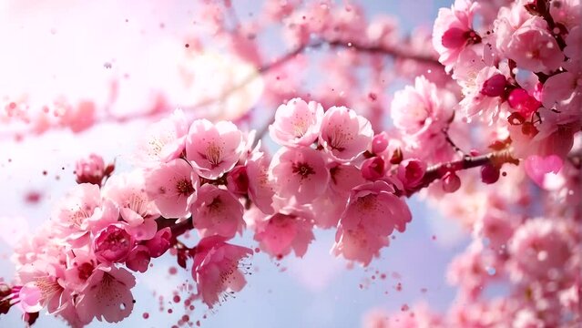 beautiful cherry blossoms distort effect.