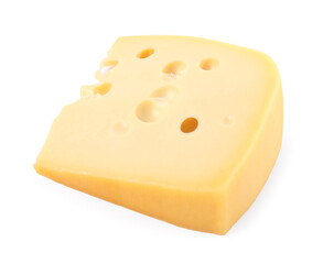 Piece of delicious cheese isolated on white