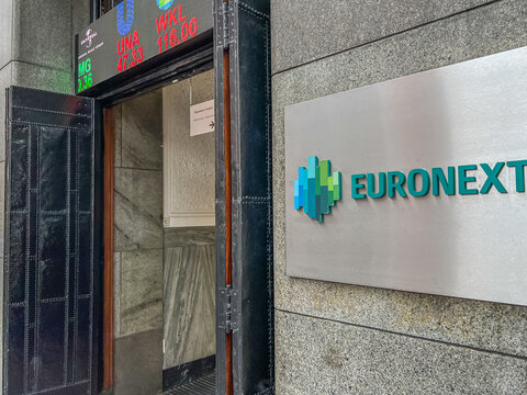 The entrance of Euronext in Amsterdam. Euronext Amsterdam is a stock exchange based in Amsterdam, the Netherlands.