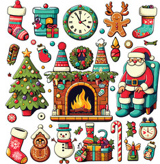 Free Christmas items color vector  set