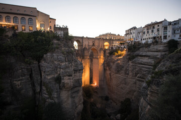 City view of Ronda in the evening / City view of Ronda in the evening, Andalusia, Spain.
