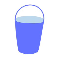 Blue garden bucket. Flat design. Isolated icon. Illustration