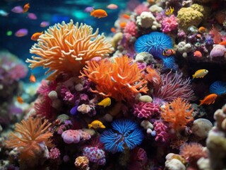 Naklejka na ściany i meble Fish to intricate sea anemones