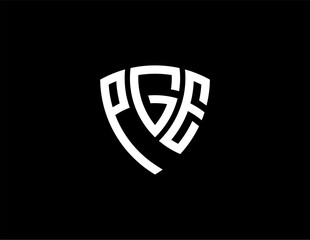 PGE creative letter shield logo design vector icon illustration