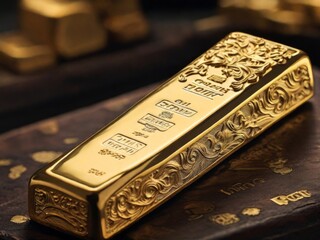 Gold bars surface, adding depth and dimension to the image