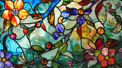Art nouveau stained glass featuring elegant floral designs timeless beauty