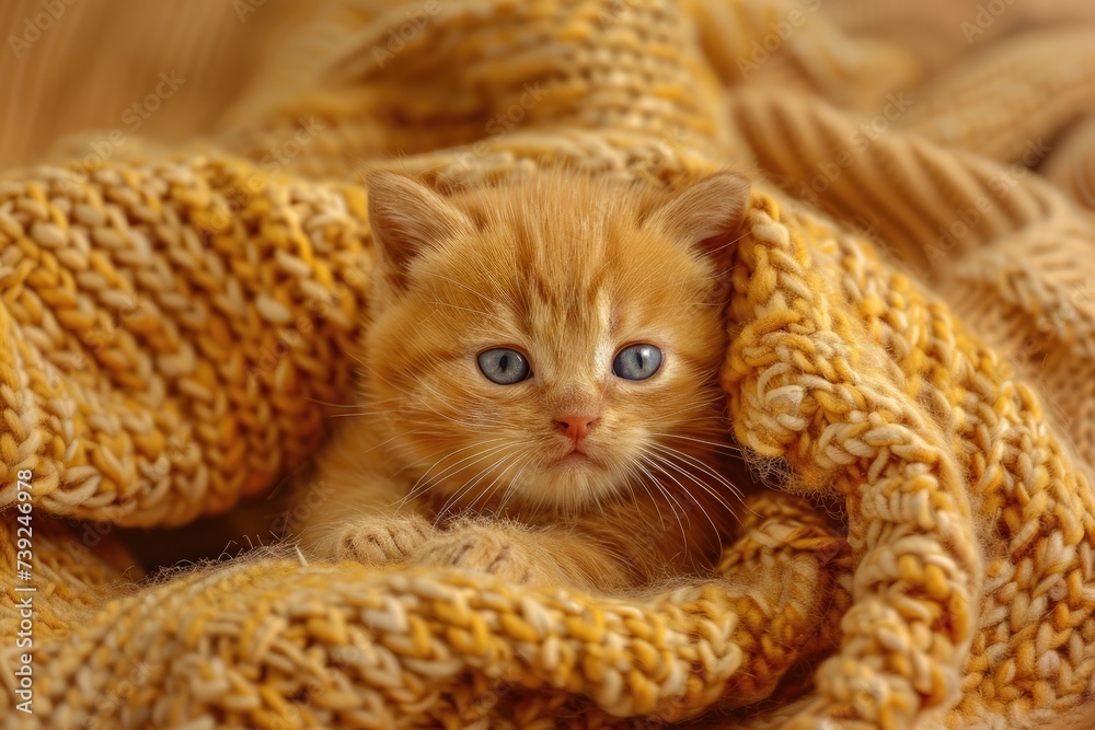 Wall mural kitten in basket