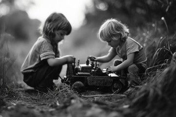 A series of images showcasing the evolution of a childhood friendship through the years, from shared toys to shared dreams