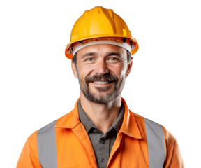 Happy builder or construction worker, cut out