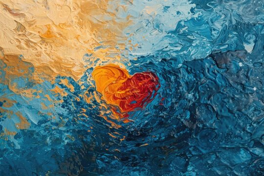 Artwork portraying the ripple effect of love, where a single act of kindness spreads waves of positivity and connection