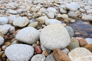 Stone beach by the lake.
