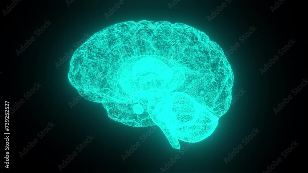 Poster digital brain with lines. computer generated 3d render