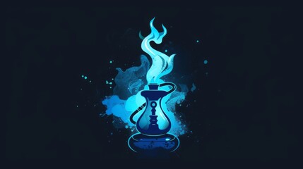 logo for Adega e Tabacaria Mil Grau with black background and black and blue colors, include hookah  - obrazy, fototapety, plakaty