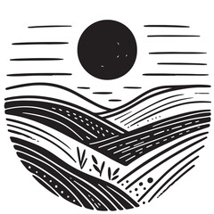 Obraz premium Hand drawn vector abstract pattern. Nature landscape concept