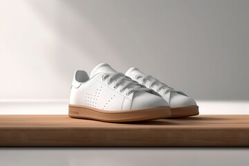 Stylish white shoes mockup on clean background with customizable design