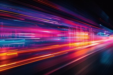 Obraz premium Futuristic technology background with glowing lines abstract illustration of speed and motion representing fast paced digital connectivity and data flow ideal for concepts to internet transportation