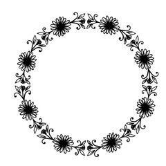 Decorative botanical frame with flowers, leaves. Simple frame with botanical elements. Vector graphics.