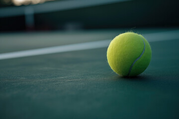 close up a tennis ball on a tennis court
