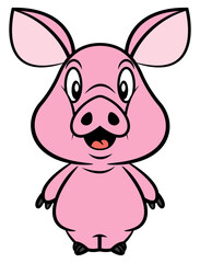 Adorable Piglet cartoon characters standing. Best for sticker, logo, and mascot with farm themes for kids
