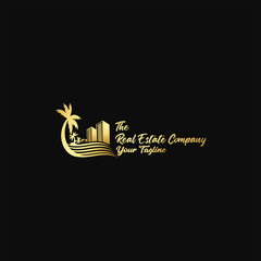 beach real estate logo consulting luxury logo gold icon,beach logo