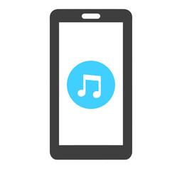 黒と水色｜音符マークのスマートフォン