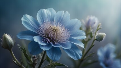 blue and white flower wonderful blue flower with a fuzzy border and wonderful tones. Elegant flowery background with a gentle, focused emphasis. - Powered by Adobe
