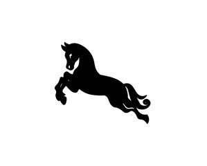 Flat vector illustration of a horse in a jump as a logo	