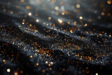glitter vintage lights background. gold and black. de-focused. Black glitter background for national day of mourning