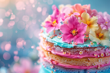 A floral fantasy, vibrant blossom cake. 