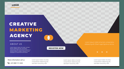  We are digital marketing solution agency social media post template. online webinar, online meeting, busines post, banner