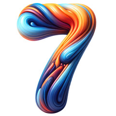 Colorful Abstract Swirl Number Seven Design