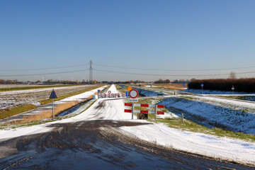 Snowy roads in the Eendragtspolder in Zevenhuizen close to Rotterdam