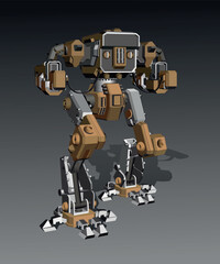 Large walking robot playful design. Vector.