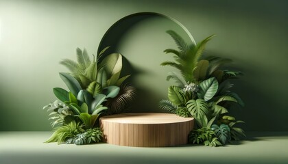 Minimalist Product Display with Tropical Plant Decor