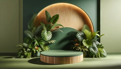 Minimalist Product Display with Tropical Plant Decor