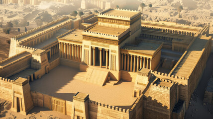 Naklejka premium Second Temple of Jerusalem built by Herod in the time of Jesus Generative AI Illustration