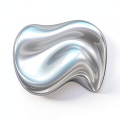 Metal abstract figure, drop, shiny, glossy, liquid. Single element on white background, clipart