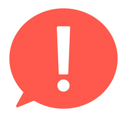 シンプルな赤色のびっくりマークと吹き出し