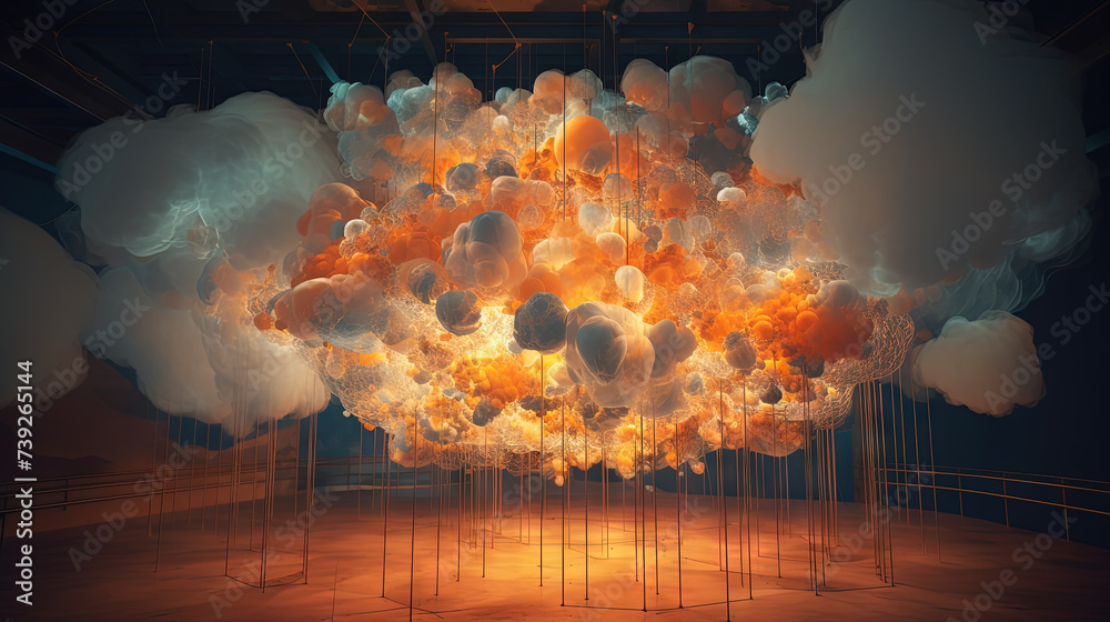 Aufkleber Cloud shaped technology abstraction. Connection and data storage concept.
