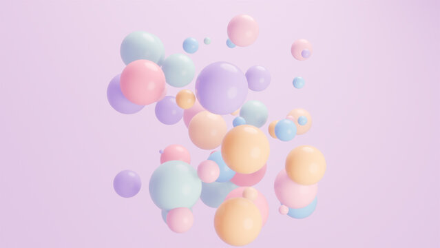 3d rendered colorful balls in the air.