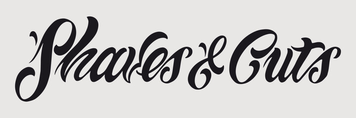 Shaves and Cuts lettering monochrome