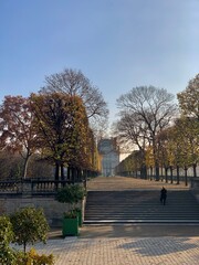 City, park, louvre, eiffel tower in Paris, France
